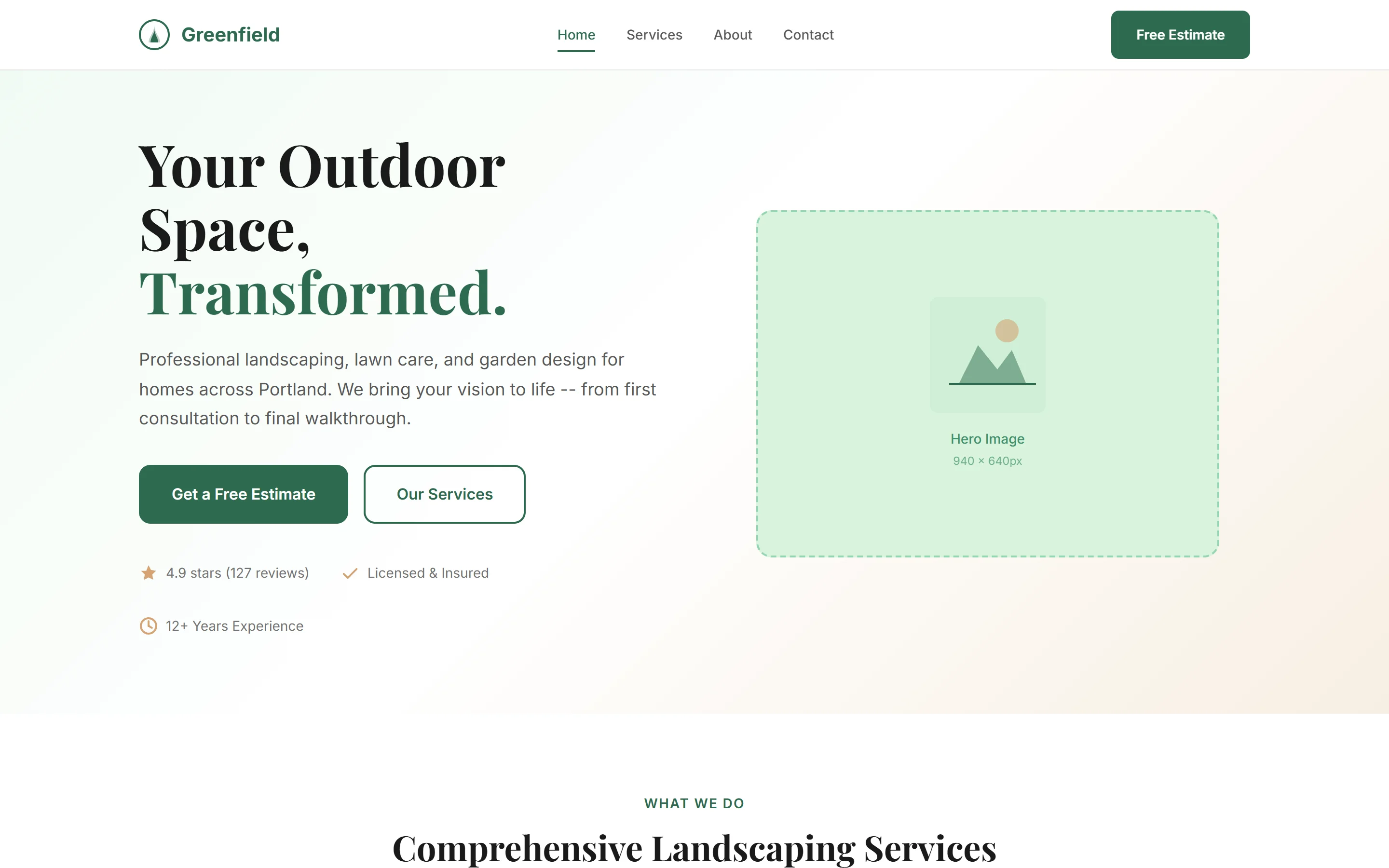 Greenfield Landscaping website