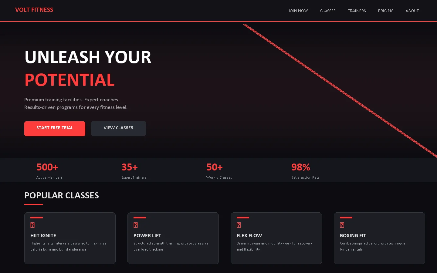 Volt Fitness website